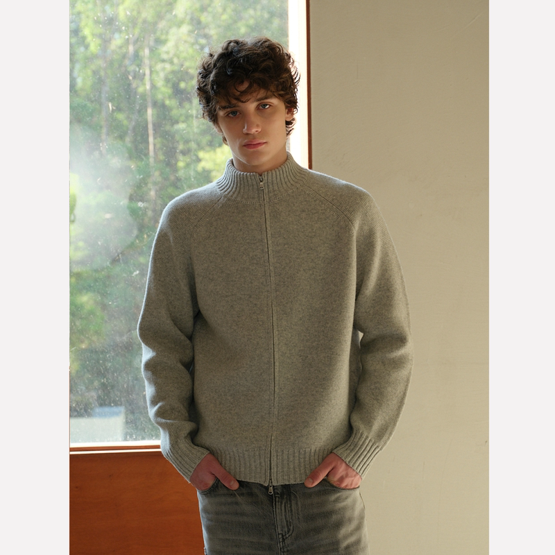 Manifold|100% Zhongding Wool Commuter Simple Double-Zipper Knitted Cloud-Pattern Quiet Luxury Sweater Cardigan Manifold|100% Zhongding Wool Commuter Simple Double-Zipper Knitted Cloud-Pattern Quiet Luxury Sweater Cardigan