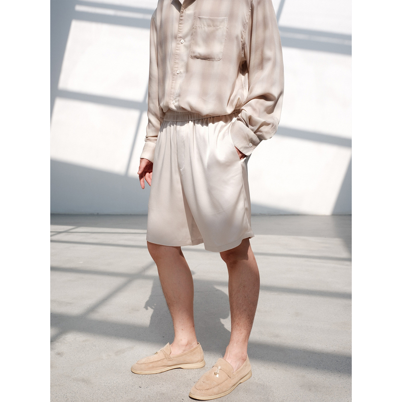 Manifold|Japanese Mitsubishi Triacetate Double-Sided Satin Mercerized Simple Casual Workwear Cool Five-Point Shorts Manifold|Japanese Mitsubishi Triacetate Double-Sided Satin Mercerized Simple Casual Workwear Cool Five-Point Shorts