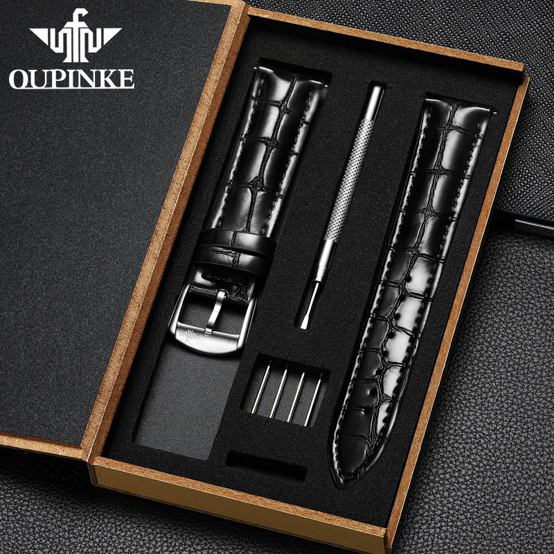 Men's watch pure first layer cow leather soft waterproof breathable strap stainless steel pin buckle switch raw ear