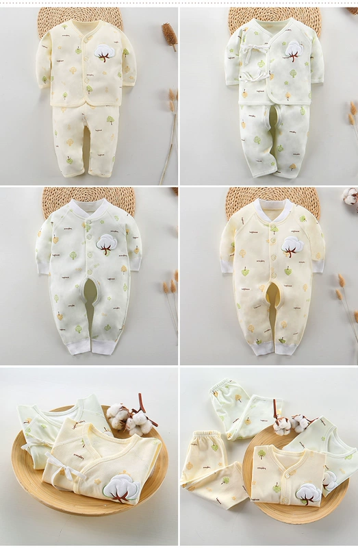 Bộ quần áo sơ sinh cotton cho bé sơ sinh 0-3 tháng 6 mùa xuân thu đông cho bé sơ sinh