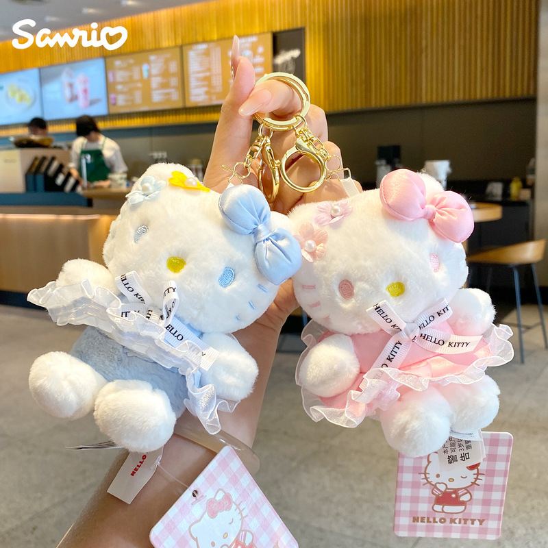 Authentic Sanrio 4inch Hello Kitty Doll Plush Toy Cute Keychain Kt Cat Doll Cute Backpack Pendant