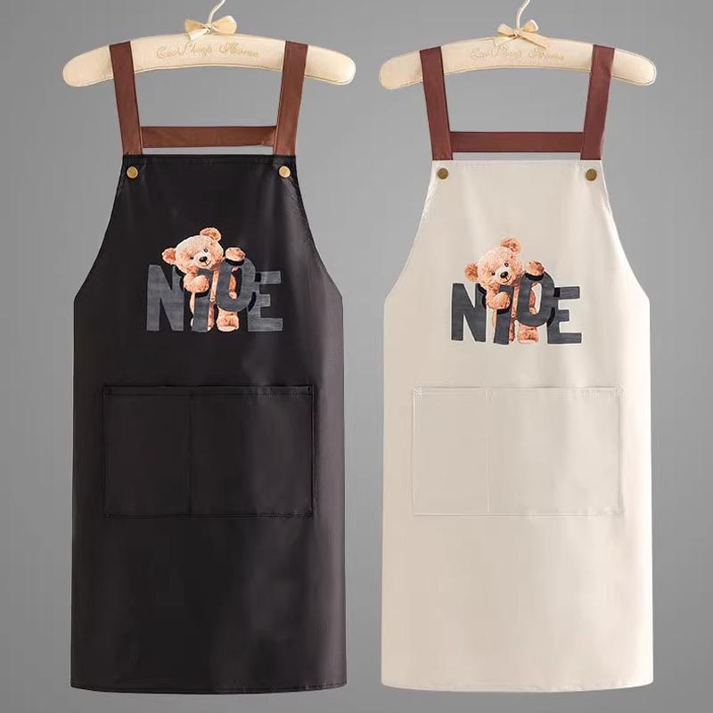 防水・防油家庭用キッチンサスペンダーエプロン、おしゃれな韓国風大人の料理・耐作業服エプロン
