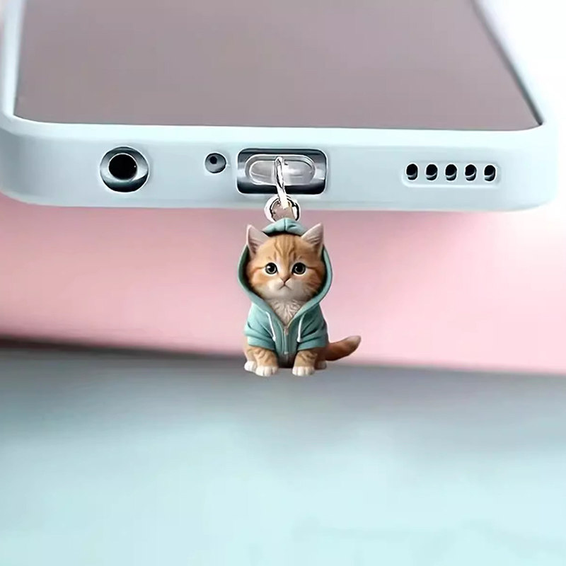 2025 New Cat Phone Dust Plug Type-C Universal for Apple Android Huawei Cartoon Cute Pendant Accessory