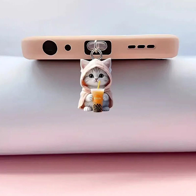 2025 New Cat Phone Dust Plug Type-C Universal for Apple Android Huawei Cartoon Cute Pendant Accessory