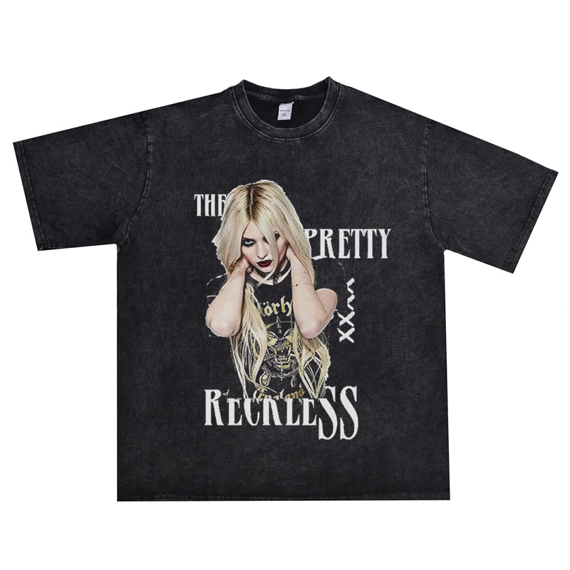 The Pretty Reckless Taylor Moson Taylor Washed Vintage Print T-Shirt Short Sleeve Unisex