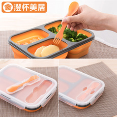 Питание коробки 硅胶饭盒微波炉饭盒便当盒冰箱收纳盒密封保鲜盒折叠饭盒