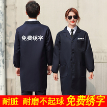 Blue overalls long coats mens farms food factories loading and unloading handling and moving goods wear-resistant labor insurance coat tops custom