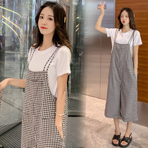 Summer pregnant women with pants set spring and summer thin pregnant women two-piece pregnancy Korean fashion loose wide leg pants