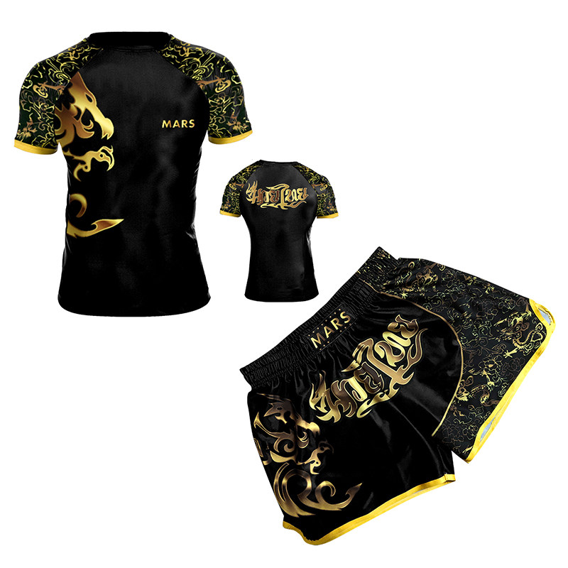 MMA Percussion Clog Fighting Clothing Boxing Tai Boxing Short Sleeve Fitness Training Comprehensive Anti-Wear Speed Dry Sportswear