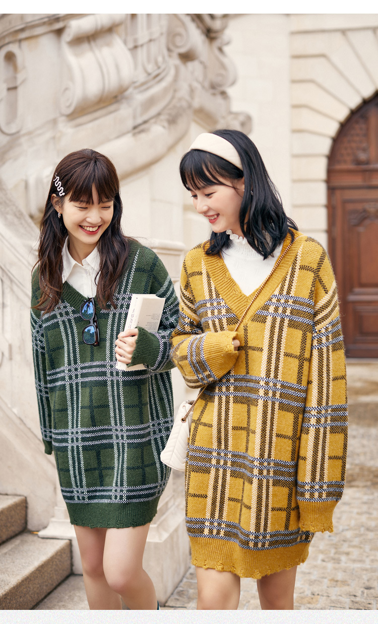 LED'IN 乐町 休闲格纹针织连衣裙 天猫优惠券折后¥79包邮(¥119-40)4色可选