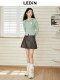 Lemeng Retro Pu Leather Pleated Skirt Women's Winter New Anti-Exposure Leggings Skirt Preppy Style Short Skirt