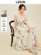 Le Ding Lian Lian Die Shadow suspender ຍາວ skirt summer ການປັບປຸງໃຫມ່ແບບຈີນ splicing skirt Die Lianhua dress