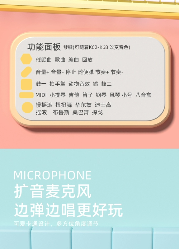 Bàn phím điện tử 37 phím cho trẻ em, nhạc cụ đồ chơi piano mới bắt đầu, bé gái có thể chơi cho bé tập đi mini 6 tuổi và 7 tuổi