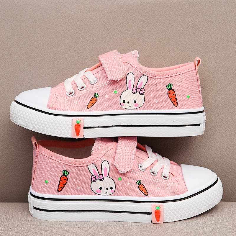 Girls' Canvas Shoes 2026 Spring and Autumn New Style Kidsren's Casual Shoes Little Girls Fashion Running Shoes Pink Girls' Shoes