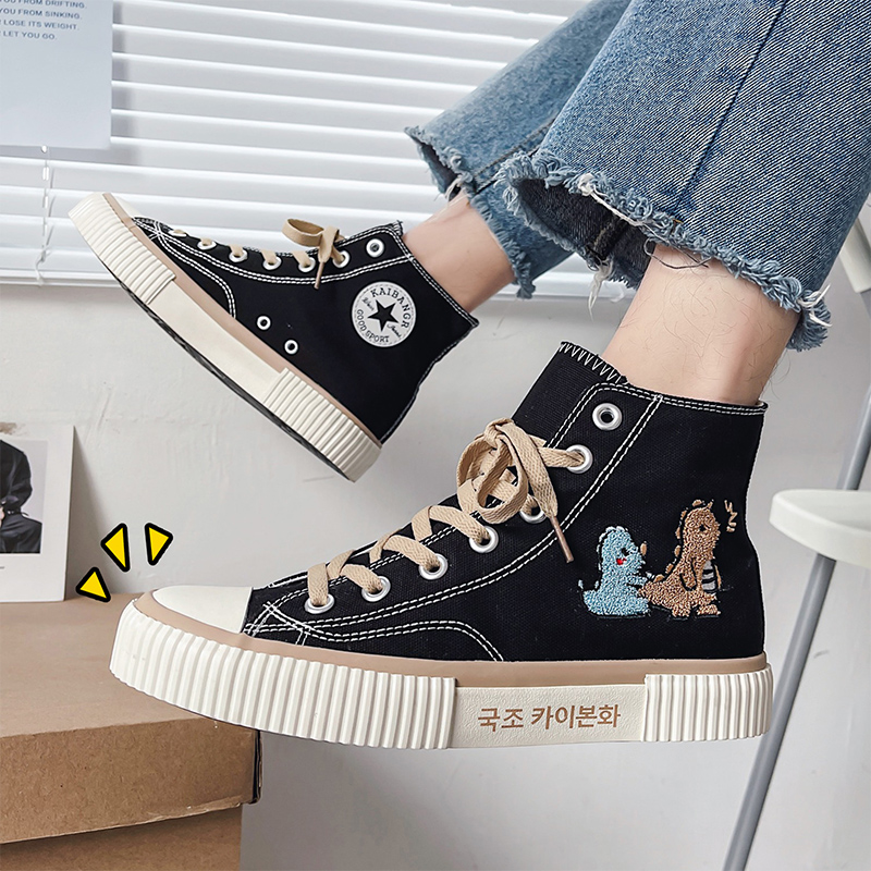 High Cylinder Sailor Cloth Shoes Men 2021 New Cartoon Spring Trends 100 Hitch Plate Shoes Students Shoes Men's Wave Shoes