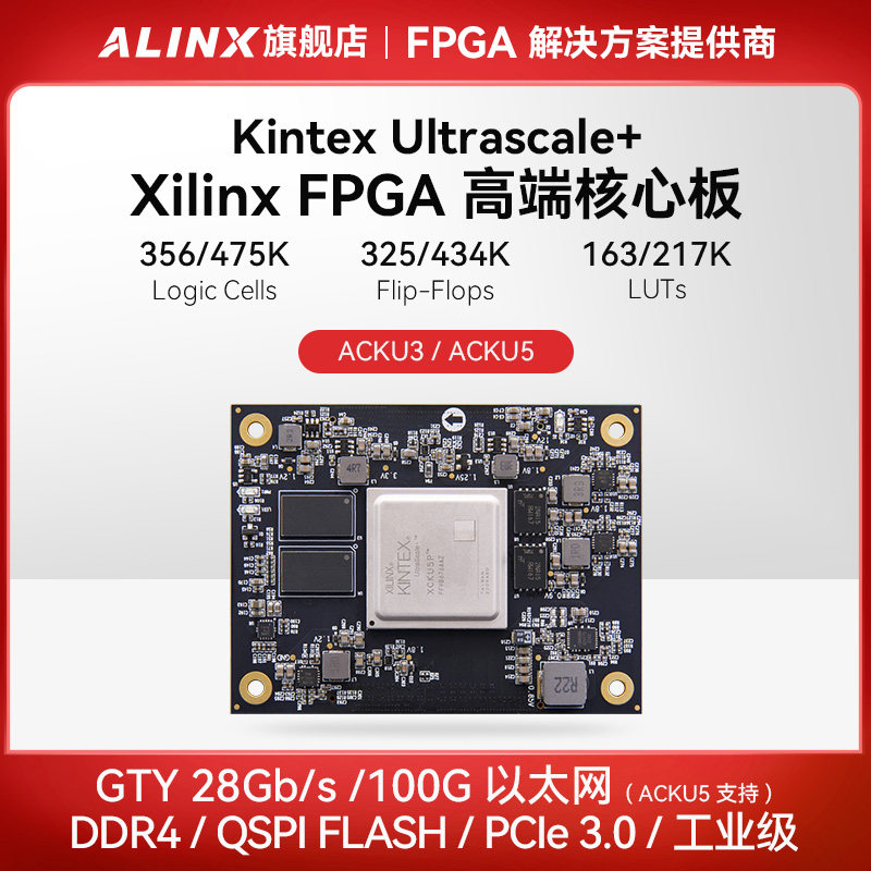 ALINX黑金FPGA核心板Xilinx Kintex UltraScale+ XCKU5P 3P工业级