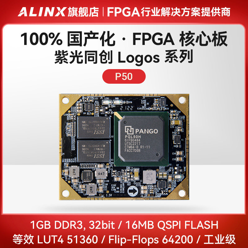 国产FPGA核心板 ALINX 紫光同创Logos PGL50H 工业级 DDR3 PCIe