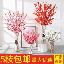 Artificial flowers landing red mei simulated cherry blossom blossom blossom flower bouquet juana plastic creative branch living room