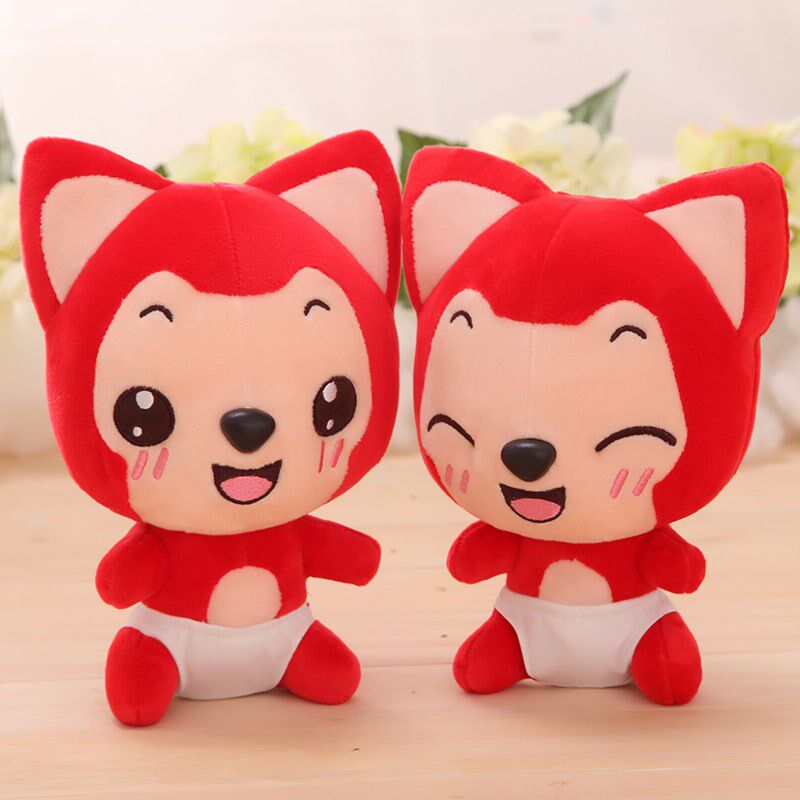 Aave peach plush toy doll doll couple a couple of lovely cloth doll little fox holding birthday present girl