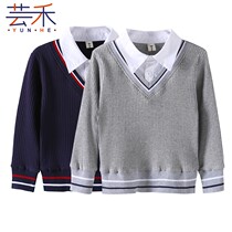 Kindergarten Garden Clothing Spring Autumn Clothing for men and women Childrens knitted sweater fake Two students College Wind school uniforms The undershirt