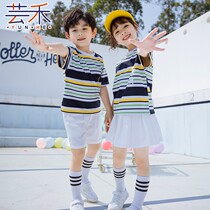 Male and female child summer sports suit 2022 new CUHK Striped Candy Color Spring Autumn Children Dress Trendy Clothes