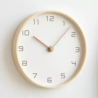 MJK clock solid wood wall clock living room home fashion modern simple clock Wall Nordic personality creative light luxury