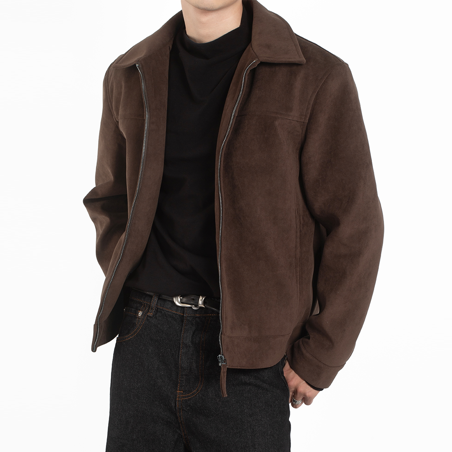 GANGURRU美式仿麂皮夹克磨砂高级感男士上衣户外翻领复古秋冬外套