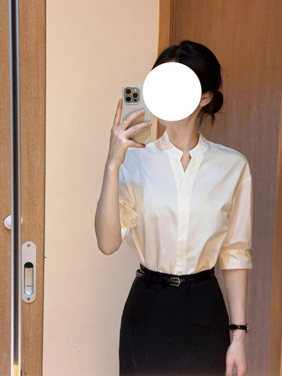 French-Style High-End White Shirt for Women, New Summer Model, Light Luxury, Stylish, Suitable for Commuting, Professional, Teaching, Interview, Simple Shirt