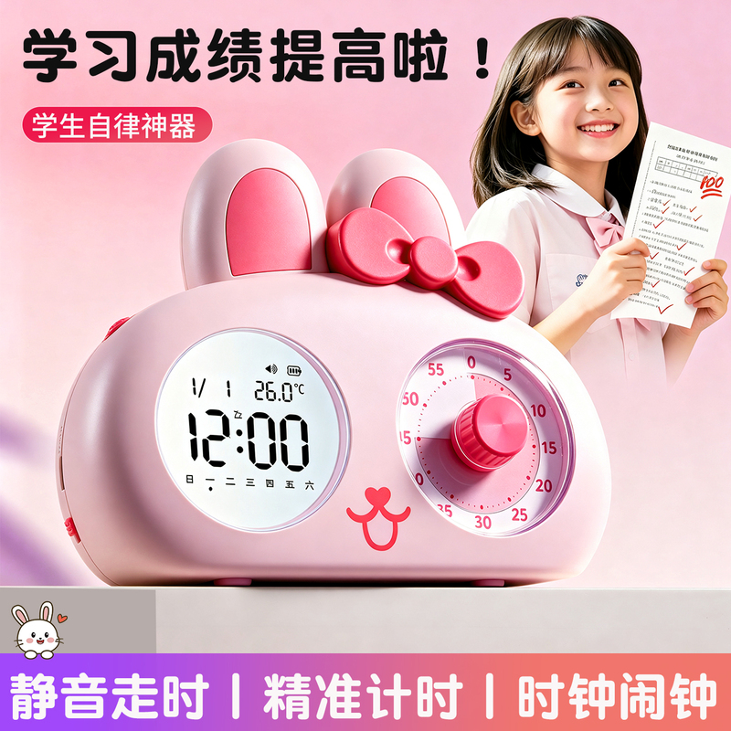 Three-In-One Countdown Timer Kitchen Timer for Elementary School Students, a Self-Discipline Tool for Children, Dedicated Time Management Timer Clock