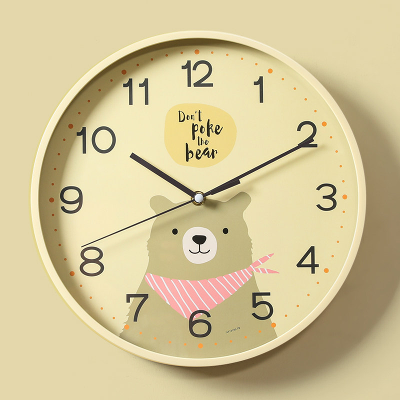 Mute free punching wall clock cartoon 2021 new model clock home living room hanging watch children's room bedroom hanging wall clock