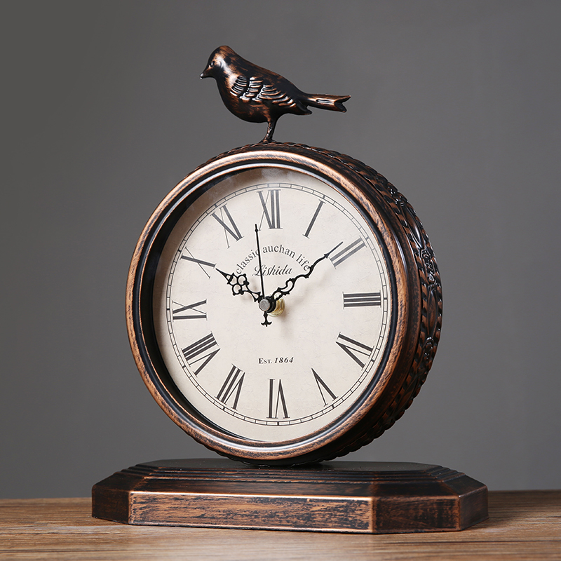 American vintage seat clock creative old-style pendulum-piece European-style living room seat clock desktop clock placed and watch home pendulum clock