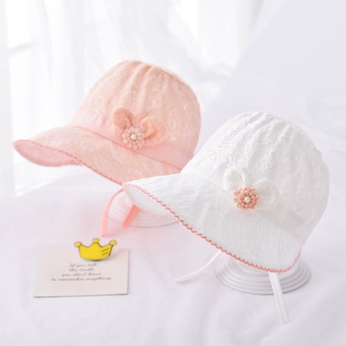 Летняя тонкая кружевная милая шапка для девочек для новорожденных для принцессы, защита от солнца