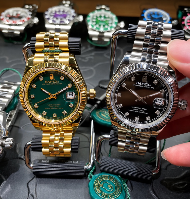 Gambling Table Green Type 6 Bapex Golden Ape Force Dog Tooth Ring Black Ice Sugar Datejust Watch Men's Mechanical Watch