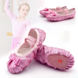 Мягкие туфли с бантиком, детские балетки, танцующая обувь, мягкая подошва