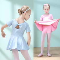 Rabbit and raccoon dance clothes childrens split training clothes short-sleeved summer ballet dance clothes girls dance clothes for examination
