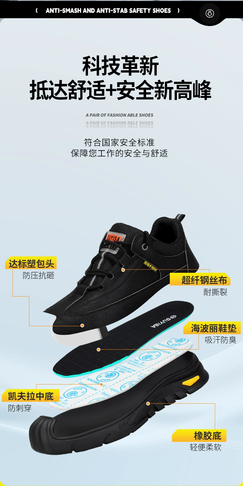 Labor protection shoes for men, men's electrician insulated 10KV winter anti-smash anti-puncture steel toe lightweight anti-odor safety work