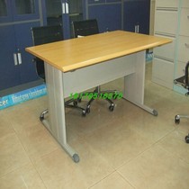 Steel-wood desk library reading room tables and chairs fire-proof panel reading table modern steel-wood long conference training table