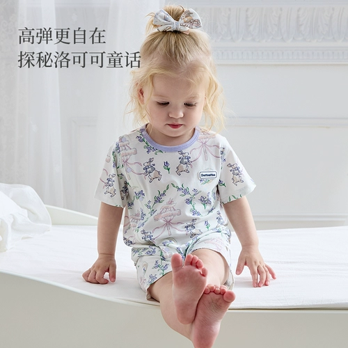 Детский комбинезон для новорожденных для девочек, летняя детская весенняя пижама, короткий рукав