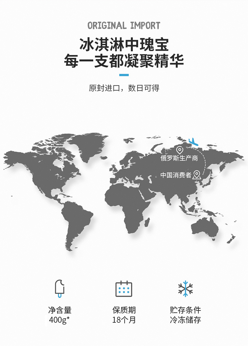普京同款 俄罗斯 iceberry纯鲜奶冰淇淋 400g*2盒 图2