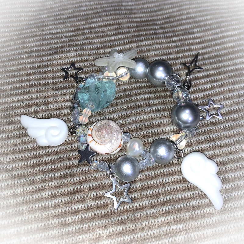 Pocketbabe Original Vintage Natural Blue Crystal Shell Bracelet 90S/Y2K/Niche/ ins Millennium