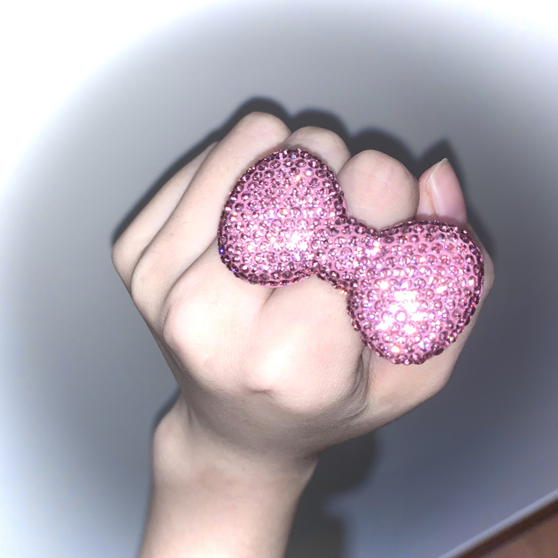 Pocketbabe Original Kitty Pink Bow Ring 90S Millennium ins Hot Girl Super Shiny Visual Style Pocketbabe Original Kitty Pink Bow Ring 90S Millennium ins Hot Girl Super Shiny Visual Style