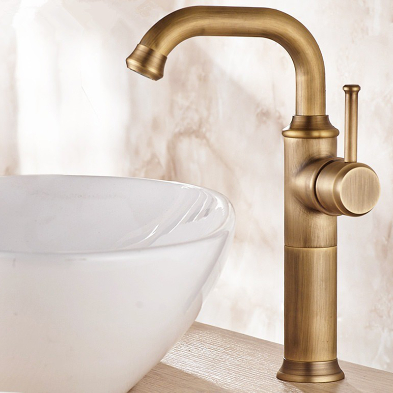 All-Copper European-Style Antique Double-Handle Hot and Cold Water Basin Faucet Retro Rotatable Above-Counter Basin Faucet Thick