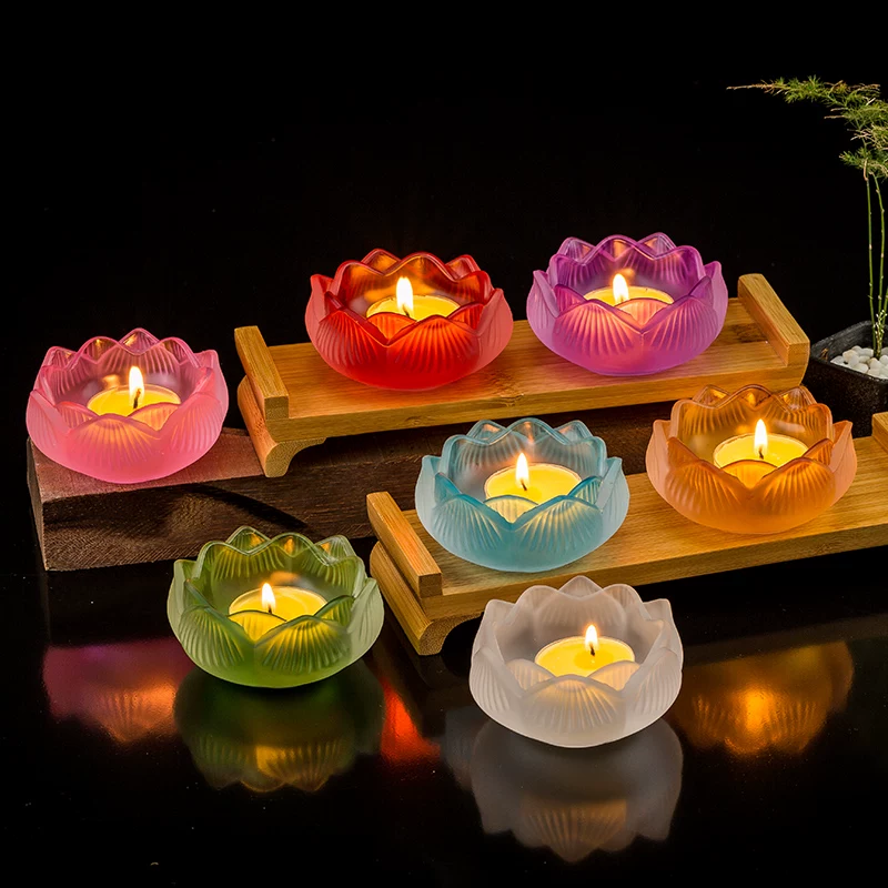 Кристальная стеклянная candlestick ветрозащита для семьи imitation glazed прозрачная свеча стол для Будды поставить свечу лотос аромат свечи подиум