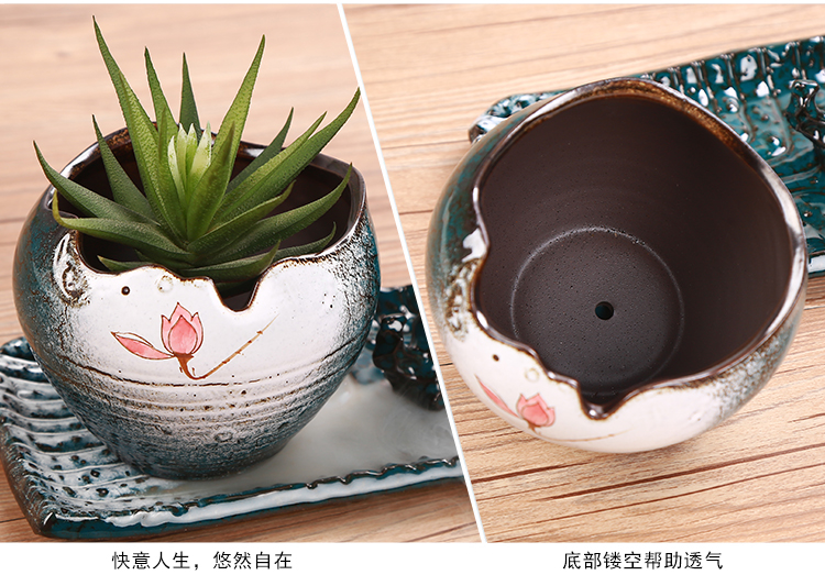 European green plant pot ceramic flower pot old zen calamus asparagus creative potted bracketplant, fleshy running the ceramic flower pot