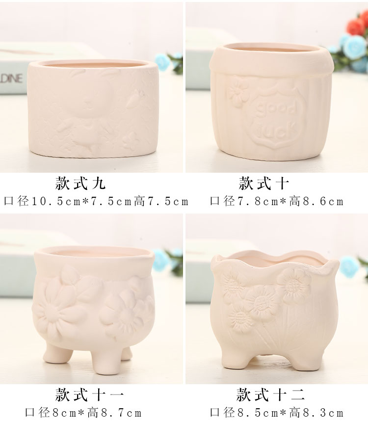 Grain embryo fleshy flowerpot can hand painting, hand - made of diy children three - dimensional creative painting graffiti ceramic flower pot