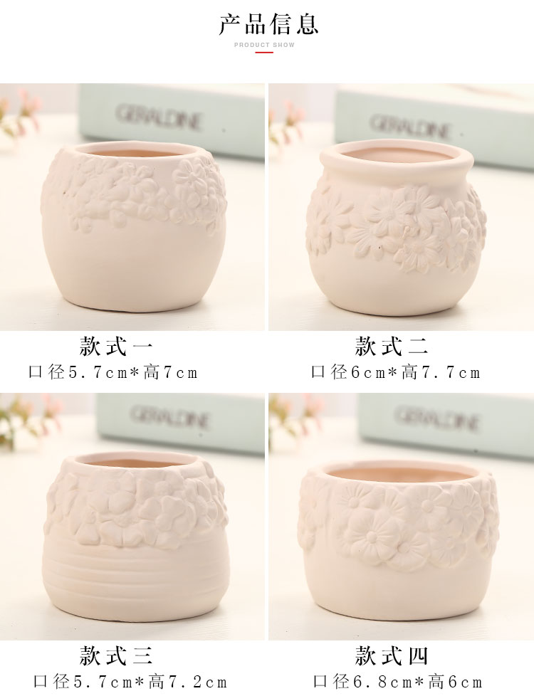 Grain embryo fleshy flowerpot can hand painting, hand - made of diy children three - dimensional creative painting graffiti ceramic flower pot