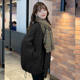 European station 2022 autumn and winter new style loose and thin lazy style simple diamond-shaped grid thickened warm and age-reducing coat for women