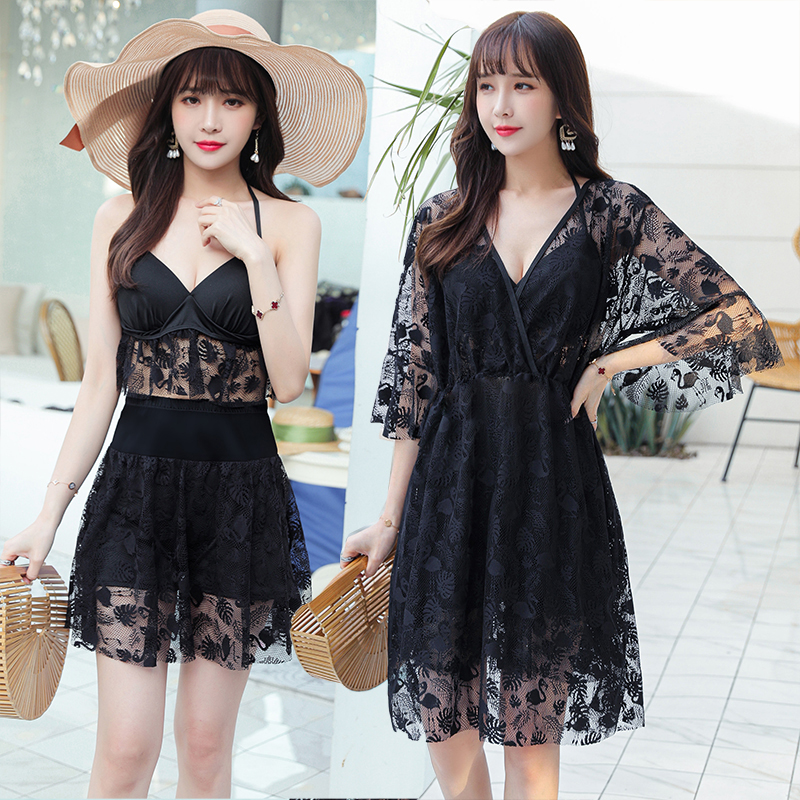 Swimsuit fat girl large fat mm split summer thin meat meat meat mesh net red wind conservative three pieces of swimsuit