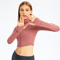 lulu fall short yoga jacket woman long sleeve training blouse fitness suit outdoor running tight sports jacket