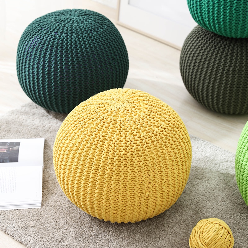 Nordic Modern Hand-Woven Pouf, Simple and Removable, Round Cushion for Living Room Sofa, Pouf Cushion in 26 Colors Nordic Modern Hand-Woven Pouf, Simple and Removable, Round Cushion for Living Room Sofa, Pouf Cushion in 26 Colors